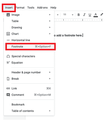 How do you add footnotes in Google Docs
