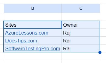 how do you make a table in google sheets