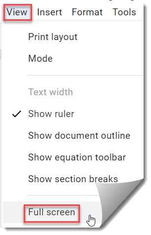 How to change view in Google Docs