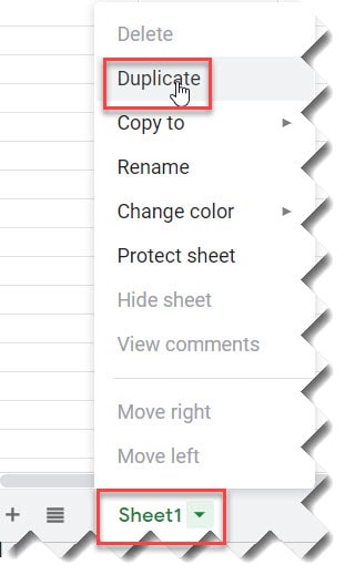 How to duplicate a page in Google Sheets