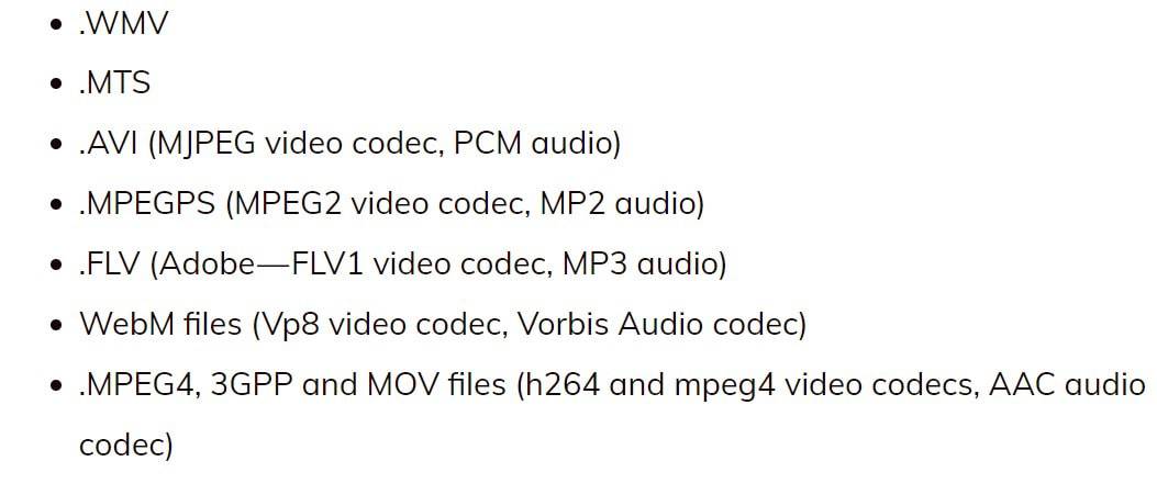 what video format does google drive support