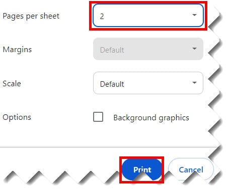 how to print 2 pages on one sheet pdf