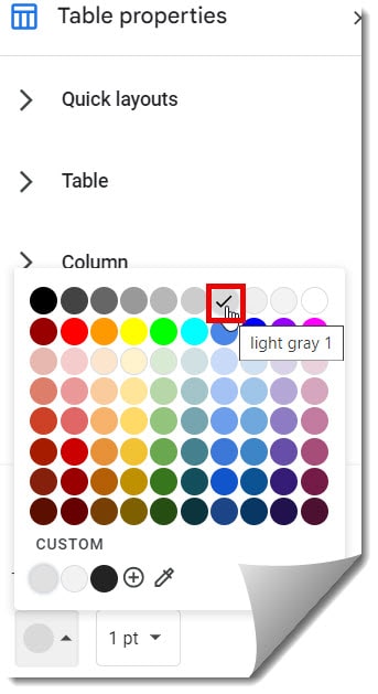 how to make grid in google docs