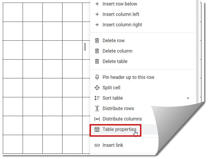 how do you make a grid on google docs